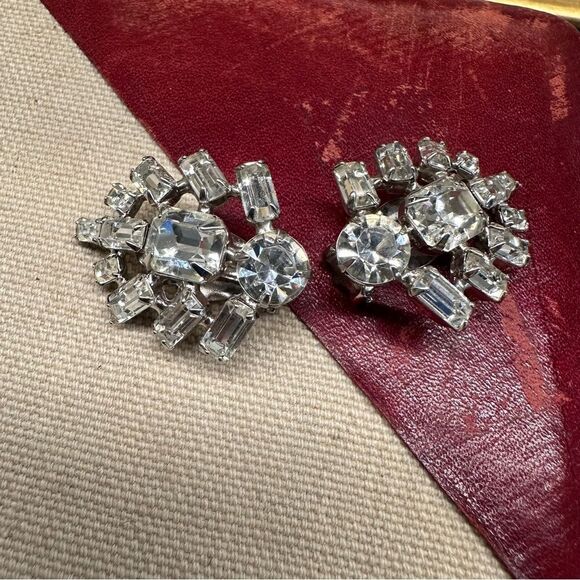 Vintage Rhinestone regency climber clip on earrings regency style climbing ear - Picture 4 of 6